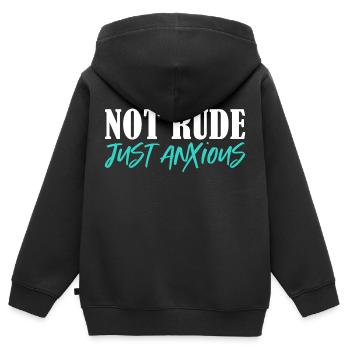 not rude just anxious Design for a funny messages - Kids Premium Organic Zip-up Hoodie - black - Back - AI Model Kid Male (0cm)
