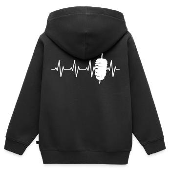 Döner Kebab, Brochette de kebab, Kebab turc grill - Sweat Premium à capuche zippé enfant bio - noir - Dos - AI Model Kid Male (0cm)