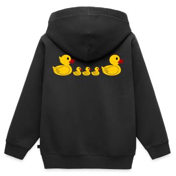 Famille de canards 2 - Sweat Premium à capuche zippé enfant bio - noir - Dos - AI Model Kid Male (0cm)