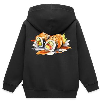 Sushi - Sweat Premium à capuche zippé enfant bio - noir - Dos - AI Model Kid Male (0cm)