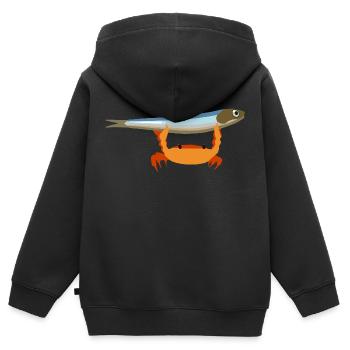 Crabe fier - Sweat Premium à capuche zippé enfant bio - noir - Dos - AI Model Kid Male (0cm)