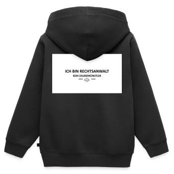 ICH BIN RECHTSANWALT - Kinder Premium Organic Zip Hoodie - Schwarz - Hinten - AI Model Kid Male (0cm)
