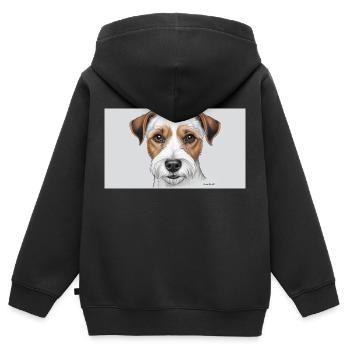 Parson Russel Terrier - Kinder Premium Organic Zip Hoodie - Schwarz - Hinten - AI Model Kid Male (0cm)