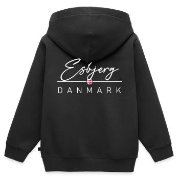 Dänemark - Esbjerg - Danemark - Danemark - Sweat Premium à capuche zippé enfant bio - noir - Dos - AI Model Kid Male (0cm)
