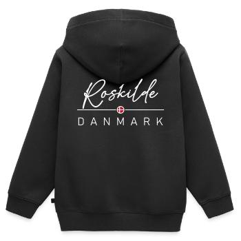 Dänemark - Roskilde - Danemark - Danemark - Sweat Premium à capuche zippé enfant bio - noir - Dos - AI Model Kid Male (0cm)