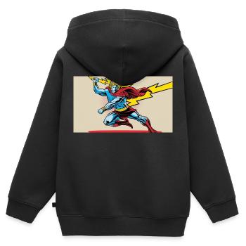 nVx Zeus 1 - Kids Premium Organic Zip-up Hoodie - black - Back - AI Model Kid Male (0cm)