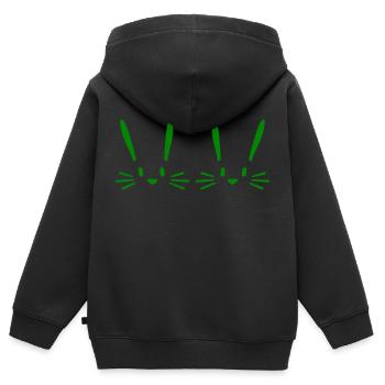 2 lapins équipe deux amis verts équipe de fête cool - Sweat Premium à capuche zippé enfant bio - noir - Dos - AI Model Kid Male (0cm)