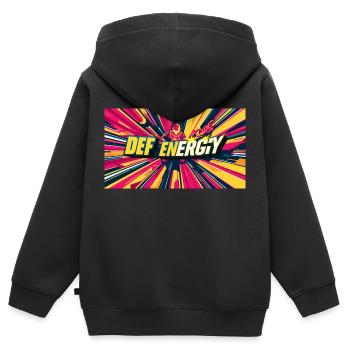 DefEnergy Mode - Kinder Premium Organic Zip Hoodie - Schwarz - Hinten - AI Model Kid Male (0cm)