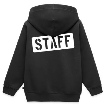 Staff - Kinder Premium Organic Zip Hoodie - Schwarz - Hinten - AI Model Kid Male (0cm)