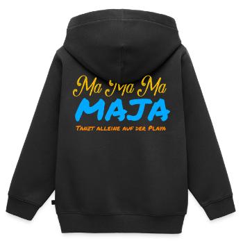 Ma Ma Ma Maja - Kinder Premium Organic Zip Hoodie - Schwarz - Hinten - AI Model Kid Male (0cm)