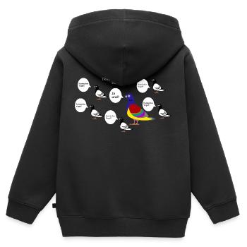 Trau dich anders zu sein - Kinder Premium Organic Zip Hoodie - Schwarz - Hinten - AI Model Kid Male (0cm)