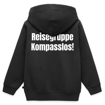 Travel group Compassless! - Kids Premium Organic Zip-up Hoodie - black - Back - AI Model Kid Male (0cm)
