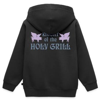 Knight of the holy grill (Txt, 2c) - Kinder Premium Organic Zip Hoodie - Schwarz - Hinten - AI Model Kid Male (0cm)
