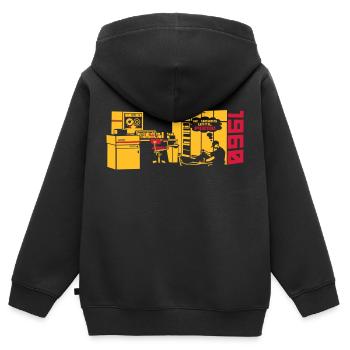 pong1960_2c - Sweat Premium à capuche zippé enfant bio - noir - Dos - AI Model Kid Male (0cm)