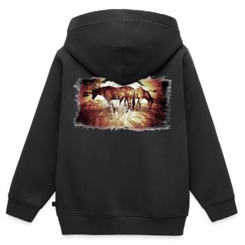 Horses - Kinder Premium Organic Zip Hoodie - Schwarz - Hinten - AI Model Kid Male (0cm)