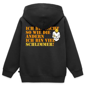 böser junge - Kinder Premium Organic Zip Hoodie - Schwarz - Hinten - AI Model Kid Male (0cm)