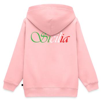 Sizilien - Kinder Premium Organic Zip Hoodie - Rosa - Hinten - AI Model Kid Female (0cm)