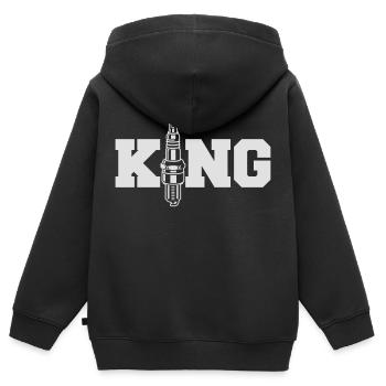 Spark plug King - car motorcycle repair-King - Kids Premium Organic Zip-up Hoodie - black - Back - AI Model Kid Male (0cm)