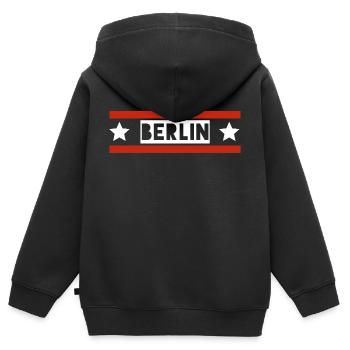 Berlin - Sweat Premium à capuche zippé enfant bio - noir - Dos - AI Model Kid Male (0cm)