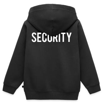 Sécurité - Sweat Premium à capuche zippé enfant bio - noir - Dos - AI Model Kid Male (0cm)