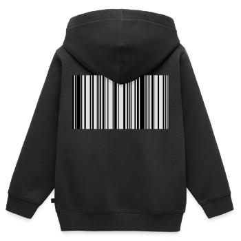 code barre - Sweat Premium à capuche zippé enfant bio - noir - Dos - AI Model Kid Male (0cm)