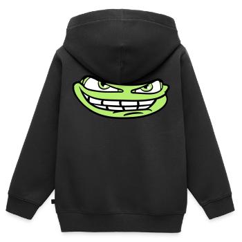 gesicht kopf boese meme grinsen lustig comic carto - Kinder Premium Organic Zip Hoodie - Schwarz - Hinten - AI Model Kid Male (0cm)