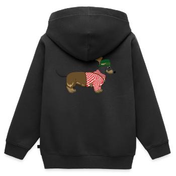 Der bayerische Dackel rot-weißes Hemd - Kinder Premium Organic Zip Hoodie - Schwarz - Hinten - AI Model Kid Male (0cm)