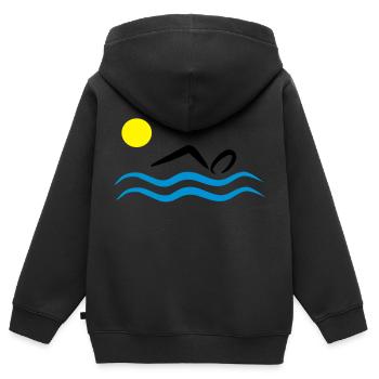 open water swimming - Kids Premium Organic Zip-up Hoodie - black - Back - AI Model Kid Male (0cm)