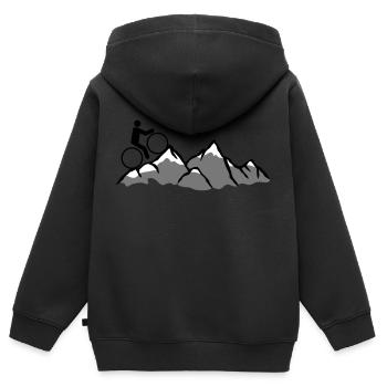 montagnes mountainbike huegel cycliste - Sweat Premium à capuche zippé enfant bio - noir - Dos - AI Model Kid Male (0cm)