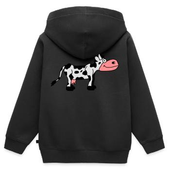 Cow Comic - Kinder Premium Organic Zip Hoodie - Schwarz - Hinten - AI Model Kid Male (0cm)