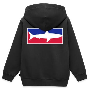rot blau sport hai button rahmen schild schwarz sc - Kinder Premium Organic Zip Hoodie - Schwarz - Hinten - AI Model Kid Male (0cm)