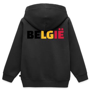 Belgien - Kinder Premium Organic Zip Hoodie - Schwarz - Hinten - AI Model Kid Male (0cm)
