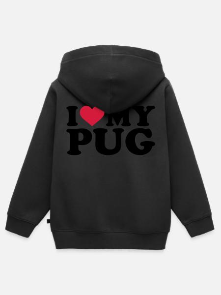 Mops - Kinder Premium Organic Zip Hoodie - Schwarz