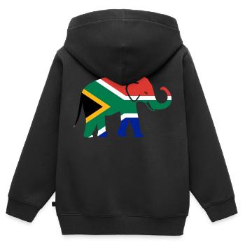 Afrique du Sud Drapeau Afrikaans Suid-Afrique Eléphant - Sweat Premium à capuche zippé enfant bio - noir - Dos - AI Model Kid Male (0cm)