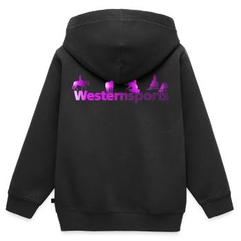 Westernsports Silhouetten Quarter Horse - Kinder Premium Organic Zip Hoodie - Schwarz - Hinten - AI Model Kid Male (0cm)