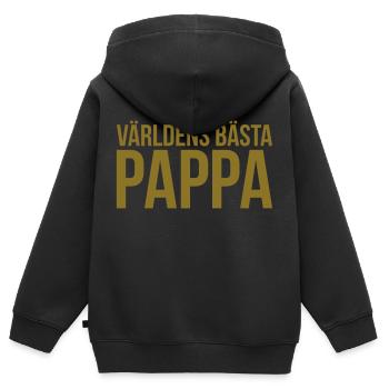 Pappa / Papa / Dad / fars dag / vaderdag / Daddy - Sweat Premium à capuche zippé enfant bio - noir - Dos - AI Model Kid Male (0cm)