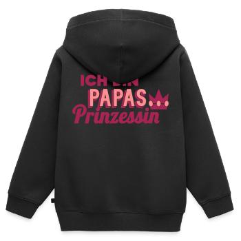 Papas Prinzessin (Schriftzug) - Kinder Premium Organic Zip Hoodie - Schwarz - Hinten - AI Model Kid Male (0cm)