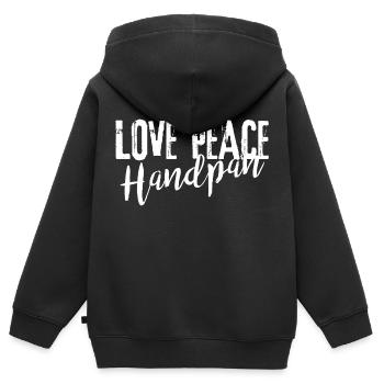 LOVE PEACE Handpan white - Kinder Premium Organic Zip Hoodie - Schwarz - Hinten - AI Model Kid Male (0cm)
