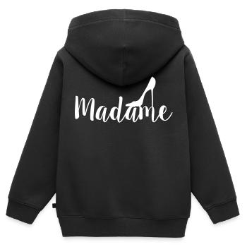 Madame High Heel white - Kinder Premium Organic Zip Hoodie - Schwarz - Hinten - AI Model Kid Male (0cm)