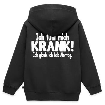 Ich fühl mich krank! Lustiger Spruch - Kinder Premium Organic Zip Hoodie - Schwarz - Hinten - AI Model Kid Male (0cm)