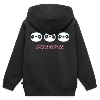 Liebe Koreanisch Sprache - Kinder Premium Organic Zip Hoodie - Schwarz - Hinten - AI Model Kid Male (0cm)