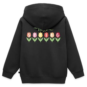 Bonjour Printemps - Sweat Premium à capuche zippé enfant bio - noir - Dos - AI Model Kid Male (0cm)