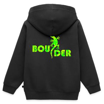 bouldern - Kinder Premium Organic Zip Hoodie - Schwarz - Hinten - AI Model Kid Male (0cm)