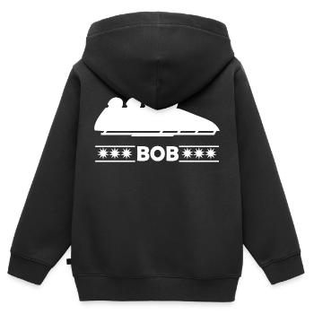 Bob Bobfahren 4er Bob Wintersport Geschenk - Kinder Premium Organic Zip Hoodie - Schwarz - Hinten - AI Model Kid Male (0cm)