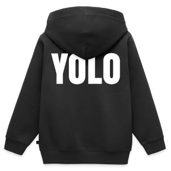 YOLO - Sweat Premium à capuche zippé enfant bio - noir - Dos - AI Model Kid Male (0cm)