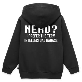 Nerd Je préfère le terme intellectuel Badass - Sweat Premium à capuche zippé enfant bio - noir - Dos - AI Model Kid Male (0cm)