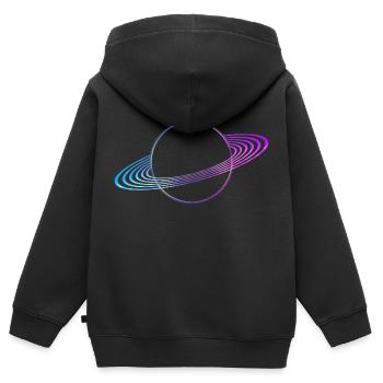 Anneaux de Saturne - Sweat Premium à capuche zippé enfant bio - noir - Dos - AI Model Kid Male (0cm)