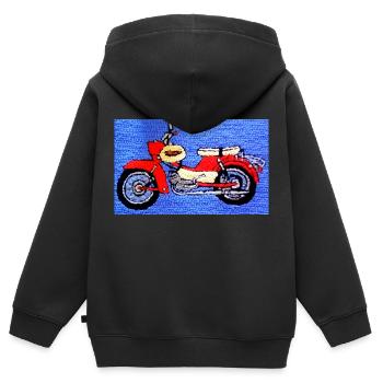 Kultmoped DDR - Kinder Premium Organic Zip Hoodie - Schwarz - Hinten - AI Model Kid Male (0cm)