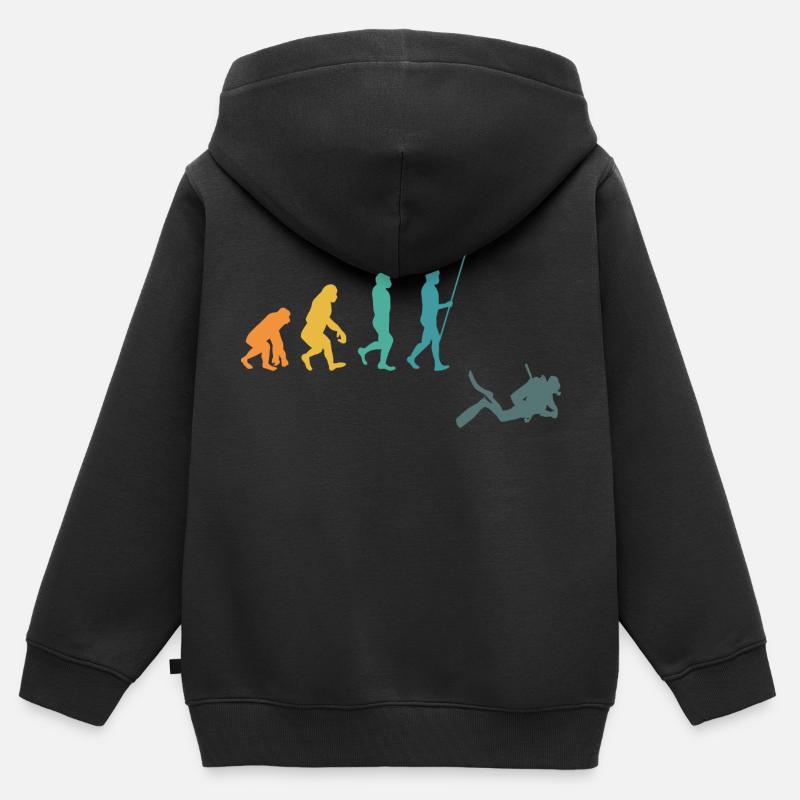 Plongeur Evolution Plongée Diving Cadeau - Sweat Premium à capuche zippé enfant bio - noir