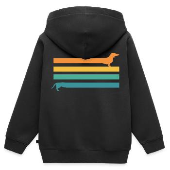 Dachshund Dachshund Vintage Teckel - Sweat Premium à capuche zippé enfant bio - noir - Dos - AI Model Kid Male (0cm)